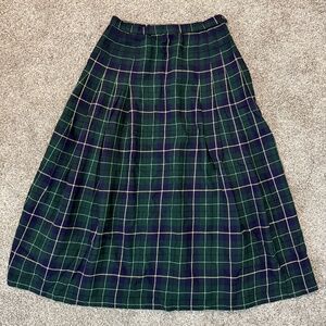 Vintage Pendleton Pure Virgin Wool Pleated Skirt Clan Wallace Tartan Plaid Green